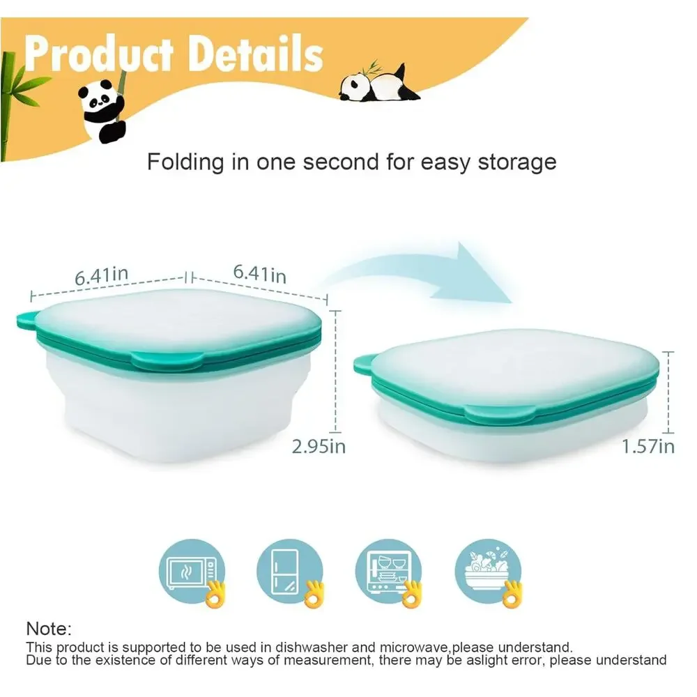 Emchi Magnetic Collapsible Airtight Food Storage Container Blue Panda NEW